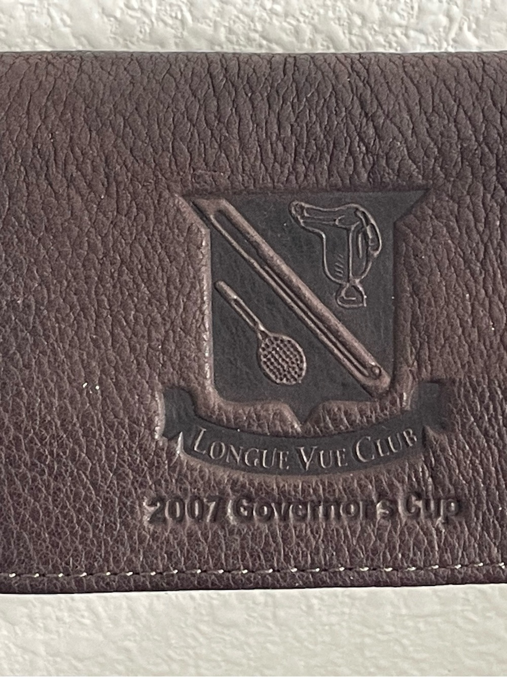 Longue Vue Club 2007 Governors Cup Embossed Leather Men’s Wallet - Dark Brown